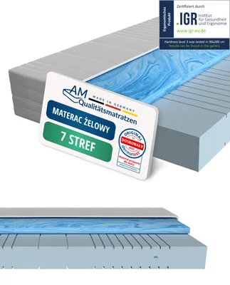 Zdjęcie produktu dla AM Qualitätsmatratzen | Materac z pianki zelowej 180x200 cm | H3 | Wysokiej jakosci materac z 4 cm nakladka z pianki zelowej | 20 cm wysokosci | Germany | 180 x 200 cm