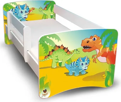 Produktbild von Best for Kids Kinderbett 80x160 cm mit Matratze und Rausfallschutz Dinosaurier