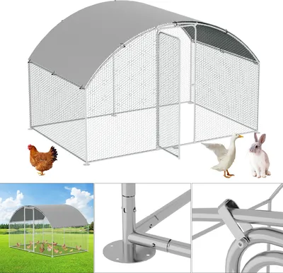 Image de TolleTour Enclos Poulailler Toit en dôme 3 x 2 x 2 m Outdoor Poulailler Toit Poulailler, Acier galvanisé Enclos pour petits animaux avec protection solaire Cage à poules Volière,PE