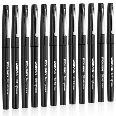 Image de Stylos feutres noirs, 12 pièces, pointe fine de 0,7 mm, encre à séchage rapide