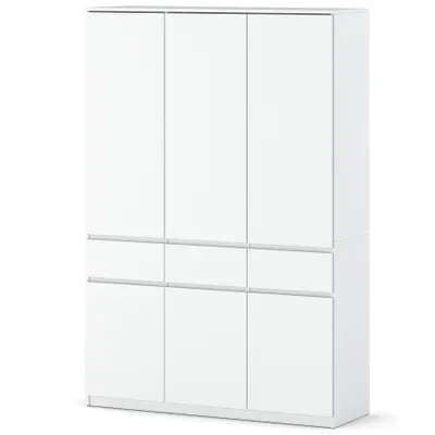 Zdjęcie produktu dla Szafa AGA 150 cm biała mat, garderoba modułowa, 6 drzwi, pojemna, duża, nowoczesna, do sypialni