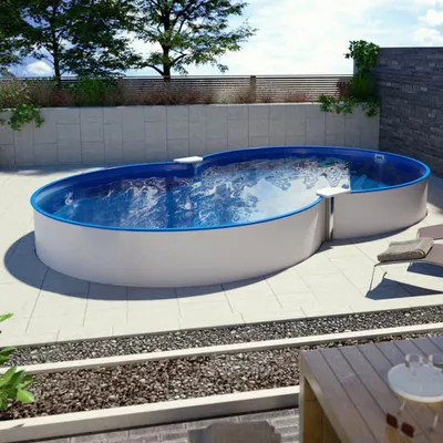 Produktbild von Achtform Pool 4,60 x 7,25 x 1,50 m, Folie 0,8 mm blau + Funktions-Handlauf