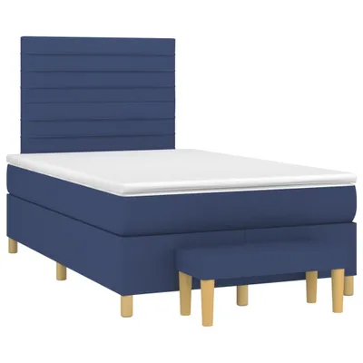 Image de vidaXL Lit boxspring avec matelas bleu 120x190 cm Tissu