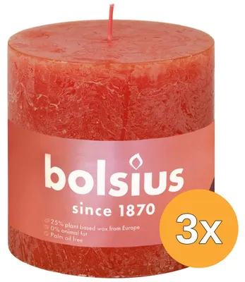Obrázok produktu pre 3 sviečky Bolsius Rustiekkaars, 100/100, farba: hnedooranžová (1 kus)