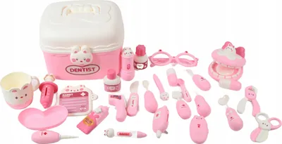 Produktbild von Zahnarzt Koffer Spielzeug Set in Rosa - Arztkoffer für Kinder - Rollenspiel Doktor