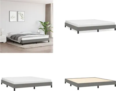 Image de vidaXL Cadre de lit gris foncé 160x200 cm Tissu - Cadre de lit - Cadre de lit - Lit