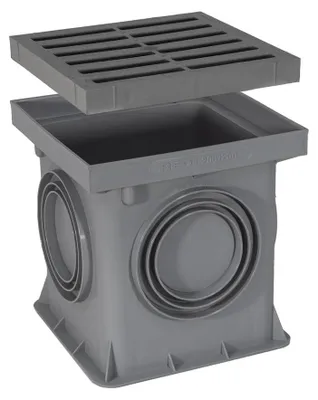 Produktbild von Marley Einlaufschacht ohne Boden 200x200mm mit Einlaufrost Hofablauf Bodenablauf