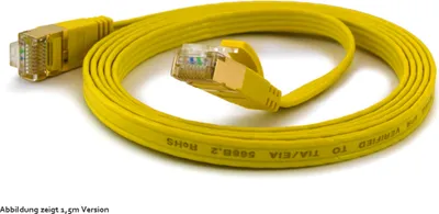 Produktbild von wantecWire Patchkabel CAT6A extraflach FTP gelb 5,0m