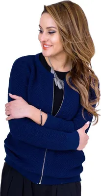 Produktbild von Damen Blazer Strickjacke Jacke; Dunkelblau/XS/S 34/38