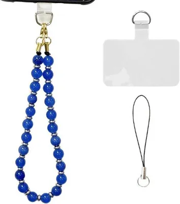 Productafbeelding van Halsketting met edelsteen, blauwe parelketting, universeel compatibel, draagbaar, telefoonkabel met slijtvastheid