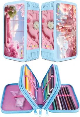 Imagen del producto de Estuche escolar con un estuche para bolígrafos de 3 compartimentos, gran capacidad, 19 x 11,5 x 6 cm, para niños