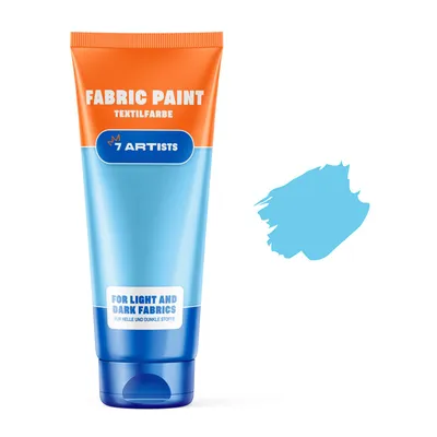 Produktbild von 7 Artists Stoffmalfarben Stofffarben Textilfarbe Himmelblau Acrylfarbe Waschfest Auf Wasserbasis | Flasche 60 ml | Textilfarbe Waschmaschinenfest Nach Fixierung | Hochdeckend Für Dunkle Stoffe – Deckweiß