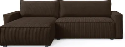 Produktbild von Masseno Ecksofa BESMIR mit Schlaffunktion L-Form, Sofa mit Bettkasten, Wohnzimmersofa, Couch, Soffa, Bettsofa, Couchgarnitur- Braun, POSO 06