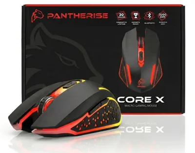Produktbild von Core X Kabellose Gaming Maus Bluetooth und 2400 MHz USB 3200 DPI 6 Tasten Optischer Sensor Wiederaufladbar USB-C Rechtshänder Schwarz