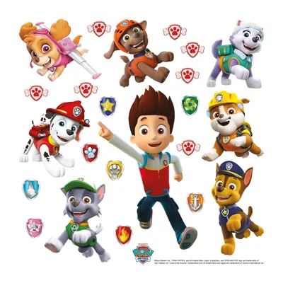 Obrázek produktu pro Sanders & Sanders PAW Patrol nástěnné tetování žlutá, modrá a červená - 600241 - 30 x 30 cm