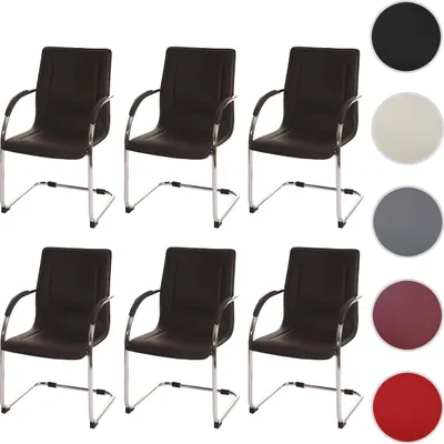 Produktbild von 6er-Set Esszimmerstuhl Samara, Freischwinger Küchenstuhl Lehnstuhl Stuhl, Stahl  braun