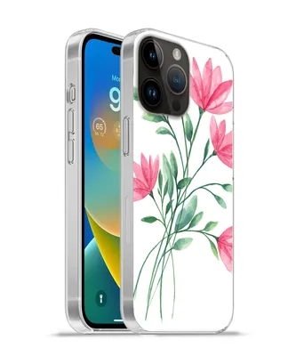 Produktbild von MuchoWow® Handyhülle Schutzhülle Hülle für Apple iPhone 14 Pro - Softcase Blumen - Aquarell - Rosa Silikon Softcase Handy Hülle - Umschlag