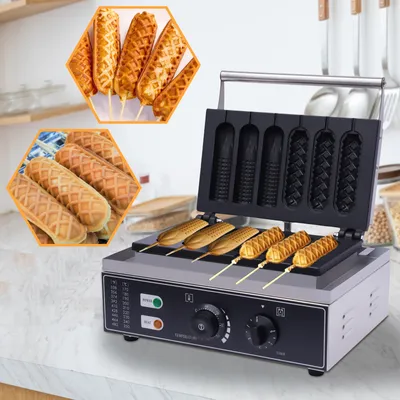 Obrázek produktu pro 1500Watt komerční vaflovač Vaflovač Hotdog Baker Vaflovač 6 slotů Maker 2 různé tvary