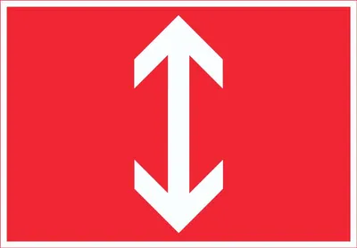 Produktbild von Richtungspfeil hoch runter Schild waagerecht weiss rot Pfeil A0 Rückseite selbstklebend