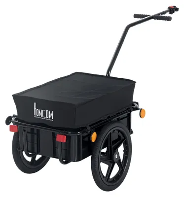 Imagen del producto de Remolque de Bicicleta 40 kg de Tela Oxford con Reflectores y Estructura de Acero 144x59x80 cm Negro