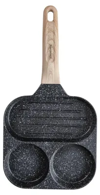 Produktbild von 3-in-1 Marmorpfanne für Eier, Pfannkuchen, Pfannkuchengrill 18cm SCHWARZ KLAUSBERG KB-7816