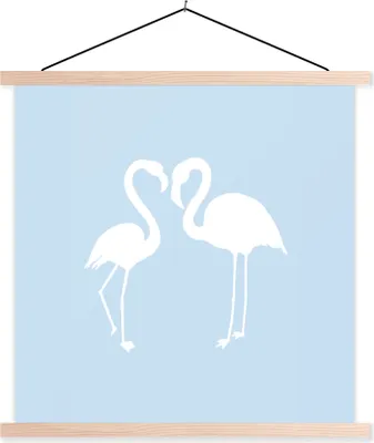 Produktbild von MuchoWow® Textilposter Flamingo - Scherenschnitt - Pastell 40x40 cm mit holzfarbenen Rahmen - Posterleiste