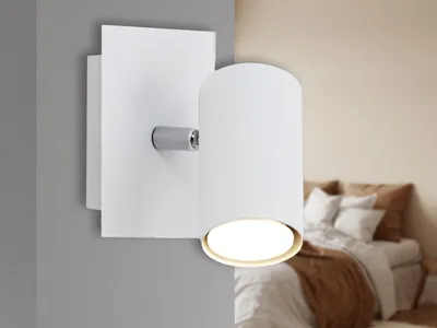 Produktbild von LED Wandleuchte mit schwenkbarem Spot - dimmbarer Strahler für Innen Metall weiß