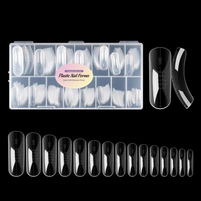 Productafbeelding van 150 Stuks Lange Ellipsvormige Dubbele Nagelvormen voor Gel Builder