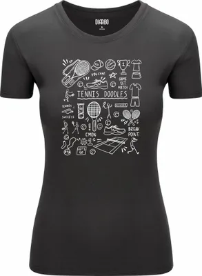 Produktbild von Diarbo Damen T-Shirt mit Sport Druck Tennis-Kritzeleien Dunkelgrau Gr.M