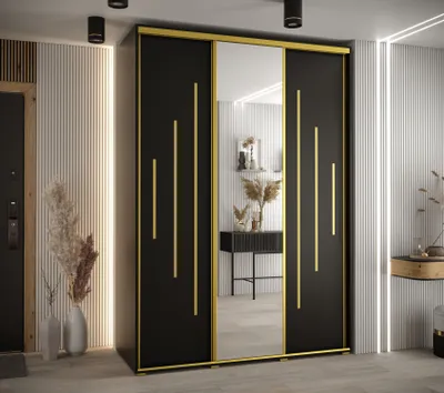 Obrázok produktu pre Šatníková skriňa YVONA 13 - 170/60 cm, čierna / zlatá