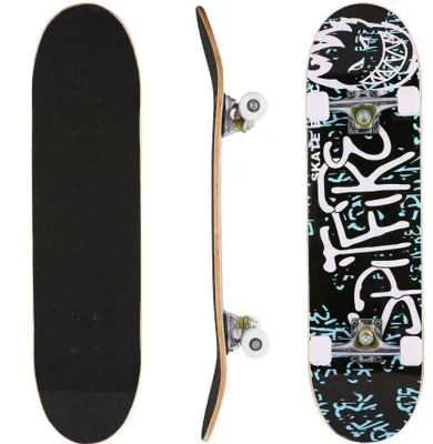 Image de Supfine Skateboard bois d'érable planche en bois avec motif de lettres 79.5×20cm