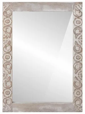 Immagine prodotto di vidaXL Specchio da parete bianco, 70 x 50 cm, legno massello di mango, forma rettangolare
