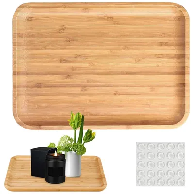 Bambus-Tablett 30×20×2 cm mit 25 Antirutsch-Pads