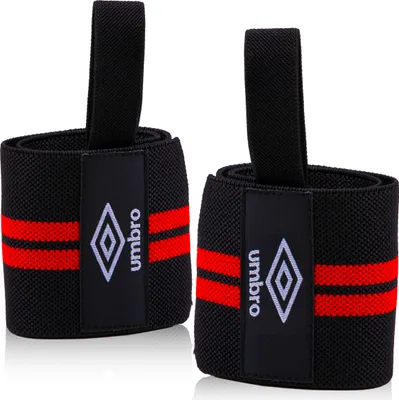 Zdjęcie produktu dla Bandaże na nadgarstek Umbro - wsparcie nadgarstka - bandaż na nadgarstek - wsparcie nadgarstka Akcesoria fitness - 2-częściowy bandaż na nadgarstek - czarny/czerwony