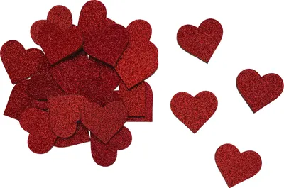 Produktbild von Oblique Unique 25 Holz Herzen rot Glitzer Konfetti Holzdeko Tischdeko Streudeko für JGA Hochzeit Valentinstag Party zum Basteln