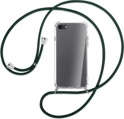 Produktbild von Handykette Backcover-Schutzhülle mit Band (Metall silberfarben) für Apple iPhone 7, iPhone 8 - dunkelgrün