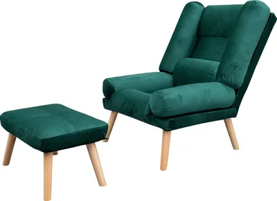 Image de Fauteuil relax Lola avec repose-pieds, dossier réglable sur 5 positions. Couleur : Monolith 37 – vert bouteille