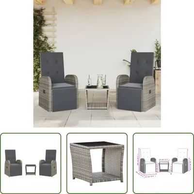 Produktbild von The Living Store 3-tlg. Garten-Essgruppe mit Kissen Grau Poly Rattan