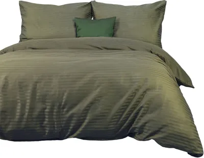 Immagine prodotto di Biancheria da letto, lenzuola in raso, righe, alta qualità 160x200 cm Cizgili verde oliva