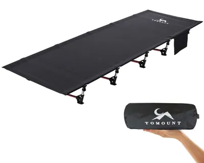 Produktbild von Feldbett Campingbett Klappbett - 190 x 70 cm - Bis 150 kg - Schwarz - Ultraleicht für Camping und Reisen