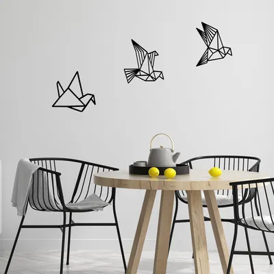 Produktbild von Wallity, Oragami- SKL1398, Schwarz, Sonstige Wohndekorationen, 26 x 32 cm, 100% Holz (Dicke: 8 mm)