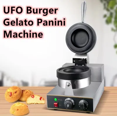 Produktbild von 220V Burgerpresse Maschine UFO-Form | Elektrische Hamburgerpresse, Panini Grill, Waffelmaschine für gefüllte Burger, Flying-Saucer-Snacks & Gelato
