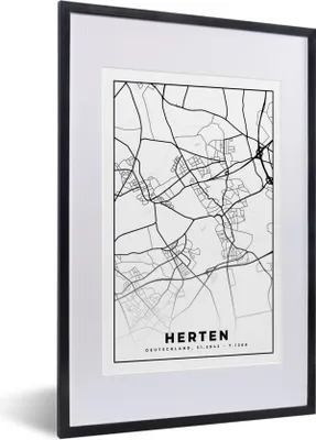 Produktbild von MuchoWow® Gerahmtes Poster Hirsche - Karte - Stadtplan 40x60 cm - Poster mit Schwarzem Bilderrahmen Wandposter Rahmen Foto Bilder - Poster in Rahmen