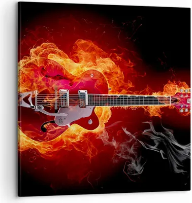 Produktbild von Bild auf Leinwand - Leinwandbild - Instrument Flammen Saiten - 60x60cm - Wand Bild - Wanddeko - Leinwanddruck - Bilder - Kunstdruck - Wanddekoration - Leinwand bilder - Wandkunst - AC60x60-0201