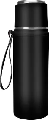 Produktbild von Unyqoos® Doppelwandige Thermosflasche aus Edelstahl – 800 ml, schwarz, 8,5 x 27 cm, für heiße und kalte Getränke