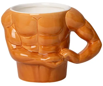Produktbild von Kaffeebecher Keramik Muskelmann Design Milch Latte Kakao Trinkglas