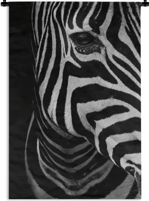 Produktbild von MuchoWow® Wandteppich Wandbehang Tiere - Zebra - Schwarz - Weiß 90x135 cm Tapisserie Dekoration Wandtuch - Baumwolle - Wandskulptur