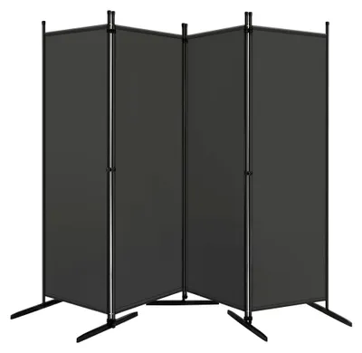 Produktbild von Klappbarer Paravent, freistehender Sichtschutz, 4-teilig 223x177 cm, Stellwand für Innen- und Außenbereich, Raumtrenner in Dunkelgrau