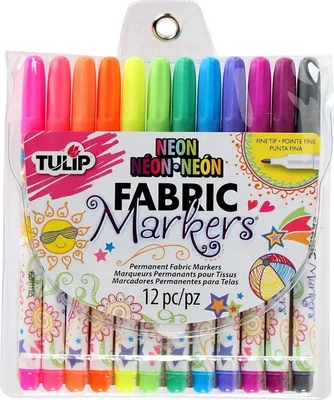 Zdjęcie produktu dla Tulip | Trwałe markery do tkanin Fine-writers Neon, 12 szt.