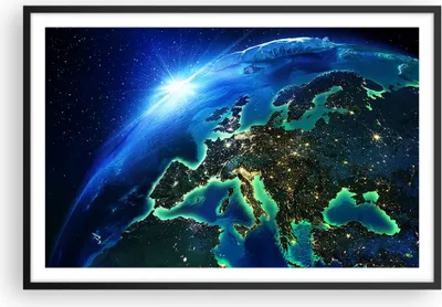 Produktbild von Gerahmtes Poster - Schwarzer Rahmen - Nacht raum welt ansicht - 91,5x61 cm - Wand Bild - Wanddeko - Wandbilder - Wandposter - Bilderrahmen - Bilder - Kunstdruck - Wandbild - P2BAA91x61-2816